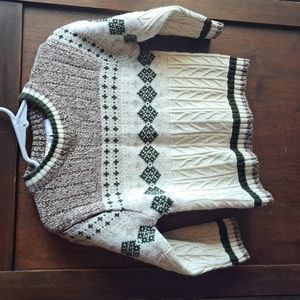 b.t. Kids size 18 months vintage green and cream crew neck sweater